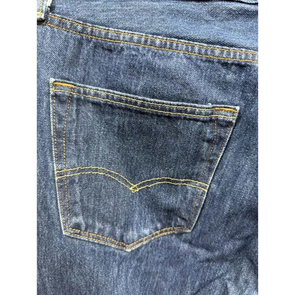 Levi's 501 Jeans Men 36x34 Blue Button Fly Straight Original Dark Wash American